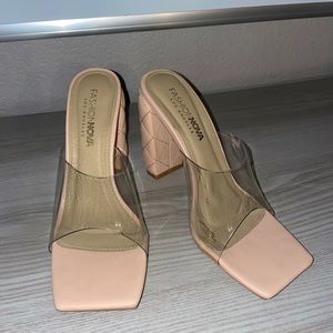 Nude Clear Block Heels